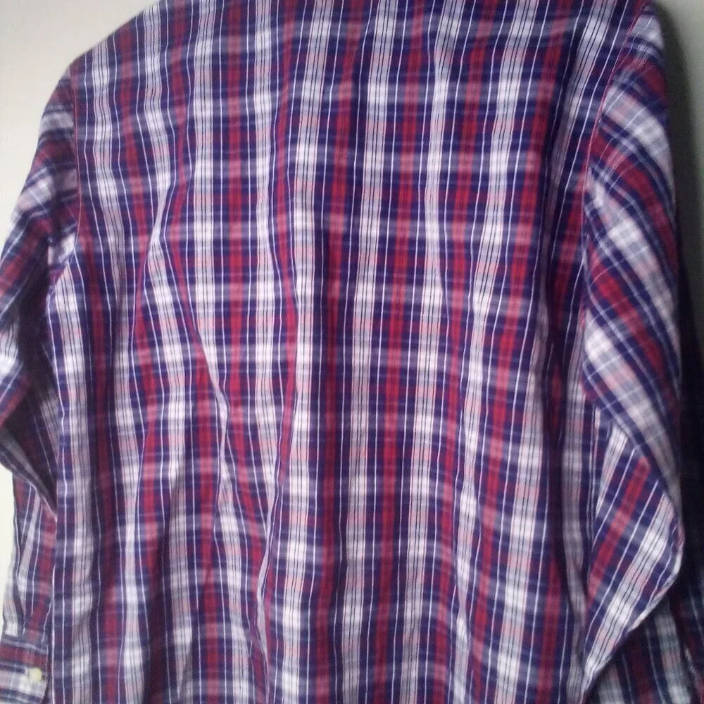 Izod Shirt Boys XL 14-16 Long Sleeve Button Up Plaid Blue Red